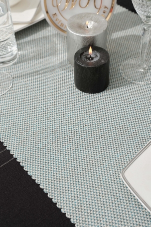 West Home Turquoise Premium Linen Runner and Tablecloth Double Set (1,5' × 6' - 5' × 7,2') - 3