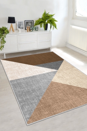 West Home WH447 Sand Modern Machine Washable, Non-Slip Base, Stain Resistant, Antiallergic and Antibacterial, Rectangular Living Room Rug 