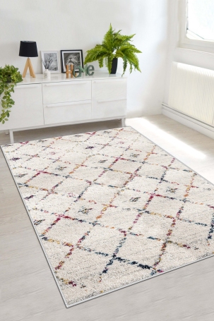 West Home WH464 White Modern Machine Washable, Non-Slip Base, Stain Resistant, Antiallergic and Antibacterial, Rectangular Living Room Rug - 1