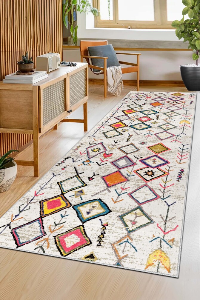 West Home WH470 Multy Scandinavian Machine Washable, Non-Slip Base, Stain Resistant, Antiallergic and Antibacterial, Rectangular Cut Runner - 1