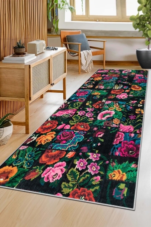 West Home WH480 Multy Karabakh Machine Washable, Non-Slip Base, Stain Resistant, Antiallergic and Antibacterial, Rectangular Cut Runner - 1