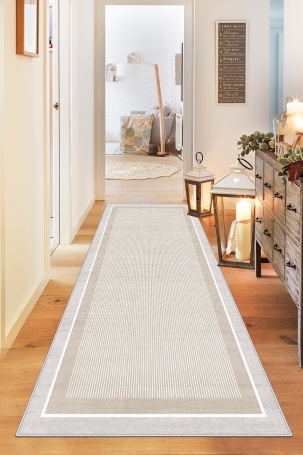 West Home WH600 Beige Modern Machine Washable, Non-Slip Base, Stain Resistant, Antiallergic and Antibacterial, Rectangular Cut Runner 