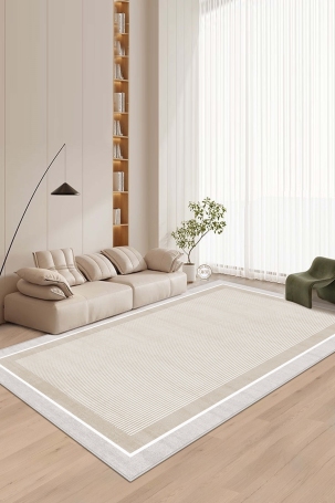 West Home WH600 Beige Modern Machine Washable, Non-Slip Base, Stain Resistant, Antiallergic and Antibacterial, Rectangular Living Room Rug 