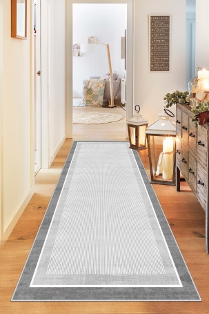 West Home WH600 Grey Modern Machine Washable, Non-Slip Base, Stain Resistant, Antiallergic and Antibacterial, Rectangular Cut Runner 