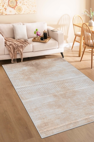 West Home WH610 Beige Modern Machine Washable, Non-Slip Base, Stain Resistant, Antiallergic and Antibacterial, Rectangular Living Room Rug 