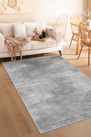 West Home WH610 Grey Modern Machine Washable, Non-Slip Base, Stain Resistant, Antiallergic and Antibacterial, Rectangular Living Room Rug - 1